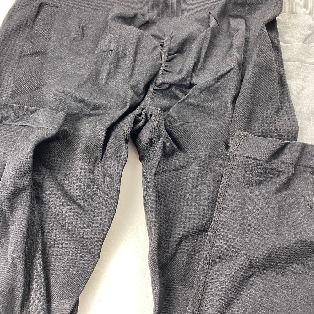 2pr Women's Black & Gray Butt Lifting High waisted compression Yoga Pants Gym L - Picture 10 of 10